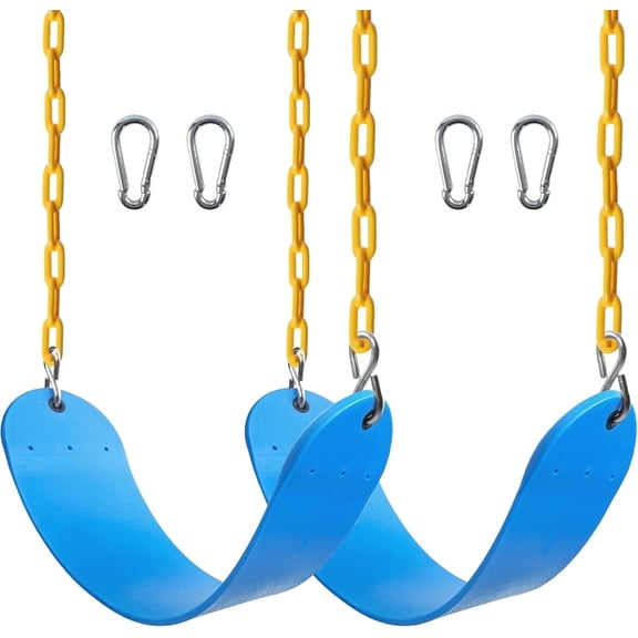 Bibana 2PCS Swings Seats Heavy Duty with 66" Chain, Playground Swing Set Accessories Replacement with Snap Hooks, Support 250lb (Green)