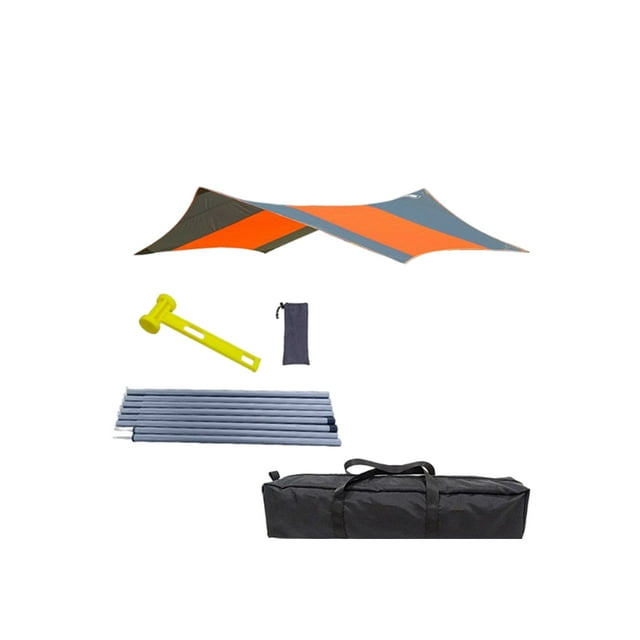 maskred Auvent Tente Support Poteau Corde Bâche Tentes Pliantes Multi-Fonctions Abri Solaire Imperméable Rangement Facile Auvent Extérieur Randonnée Vert 3x3 Ensemble de Rideaux Orange Hexagonal Auvent
