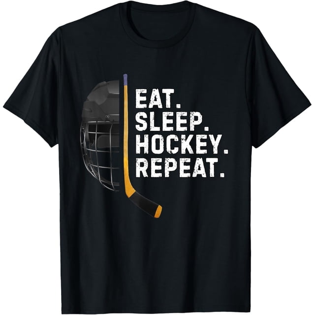 Eat Sleep Hockey Repeat - Camiseta divertida para hacer hockey