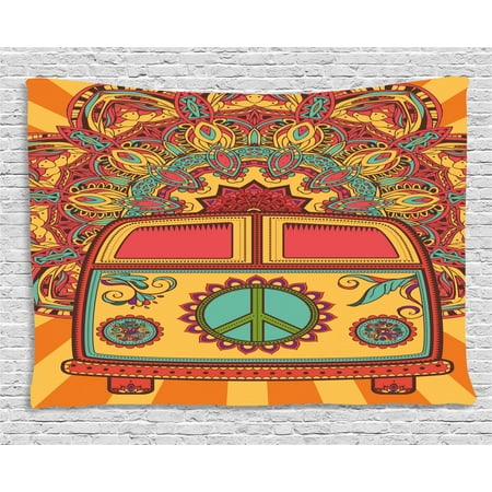 70s Party Decorations Tapestry Hippie Vintage Mini Van Ornamental