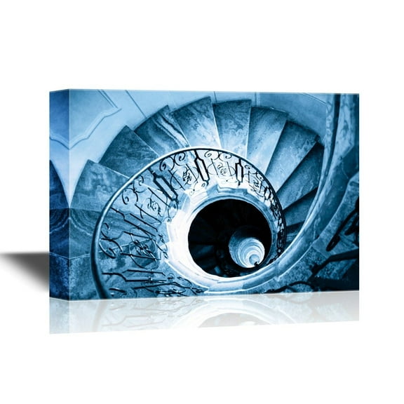 wall26 - Canvas Wall Art - Spiral Staircase Viewed from Above - Gallery Wrap Modern Home Art | Ready to Hang - 24x36 inches