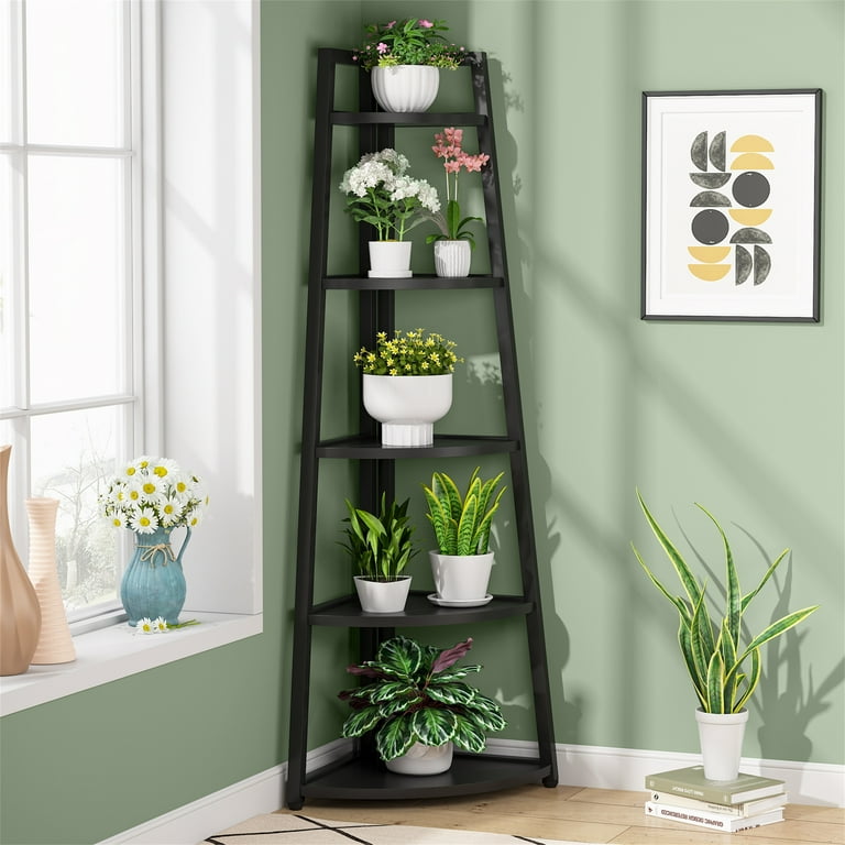 Versatile 5 Tier 70 Inch Corner Shelf Bookcase Tall Bathroom Tower Shelves White Gold Walmart