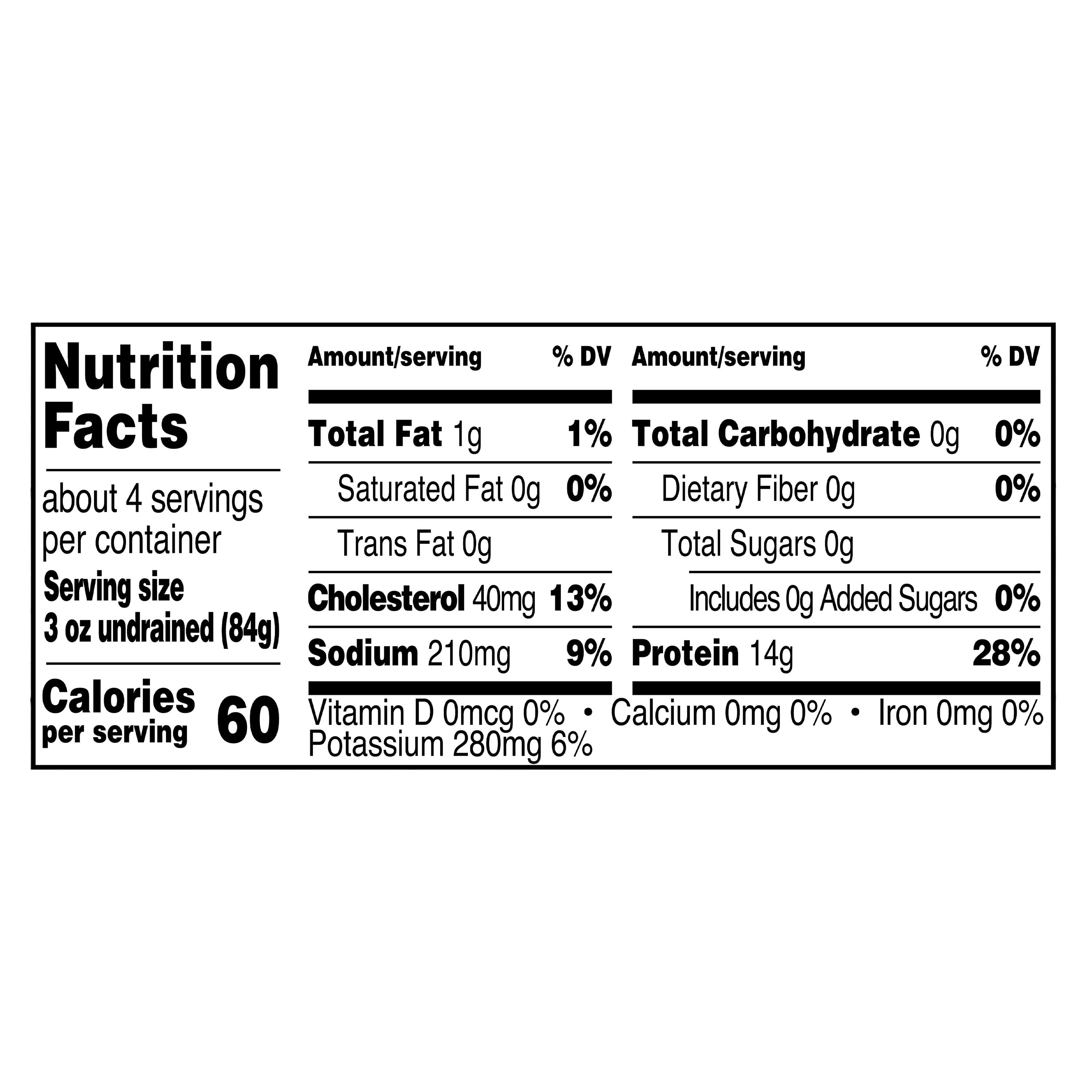 Great Value Less Sodium Chunk Chicken Breast with Rib Meat in Water, Fully Cooked, 12.5 oz Can