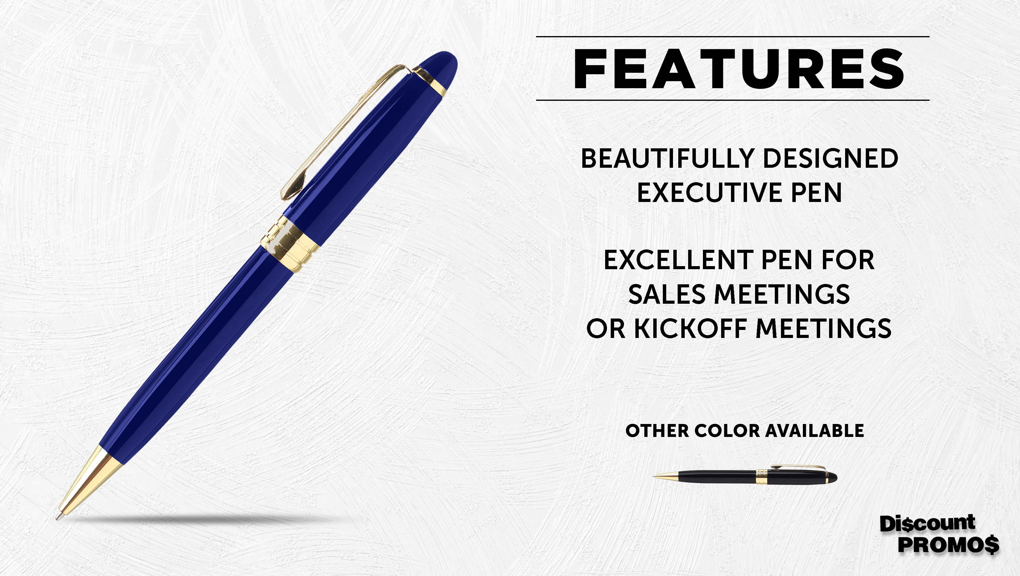 10 Ultra Executive Pens Pack - Twist To Write, Gold Accent - Blue
