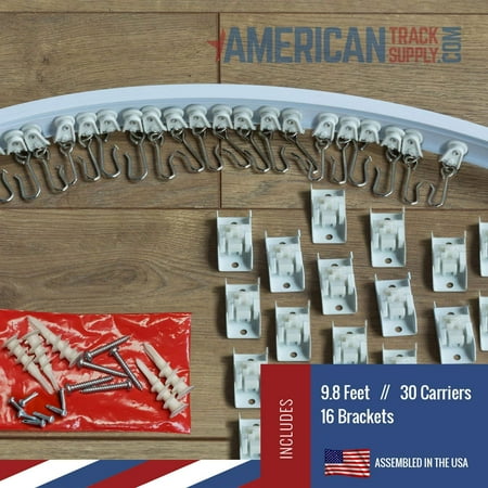 3 Meter Wire Splice - Curtain and Drapery Ceiling Track Set with Hooks 3 meter 9.8 feet of track Easily Cut to Size and Everyth