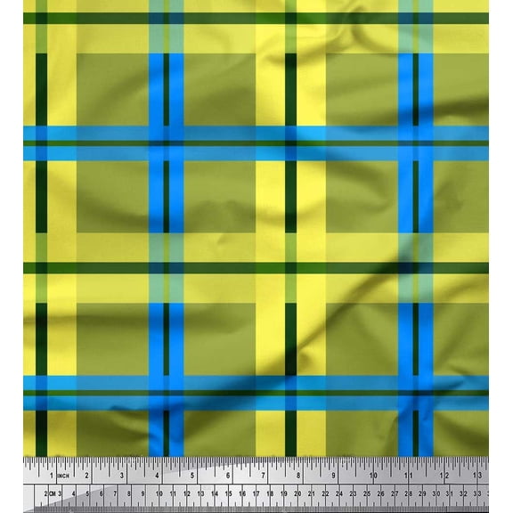 Soimoi Silk Fabric Check Check Fabric Prints By Yard 42 Inch Wide