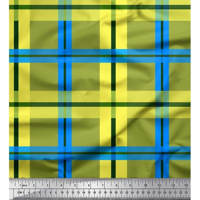 Soimoi Modal Satin Fabric Check Check Print Fabric by Yard 42 Inch Wide