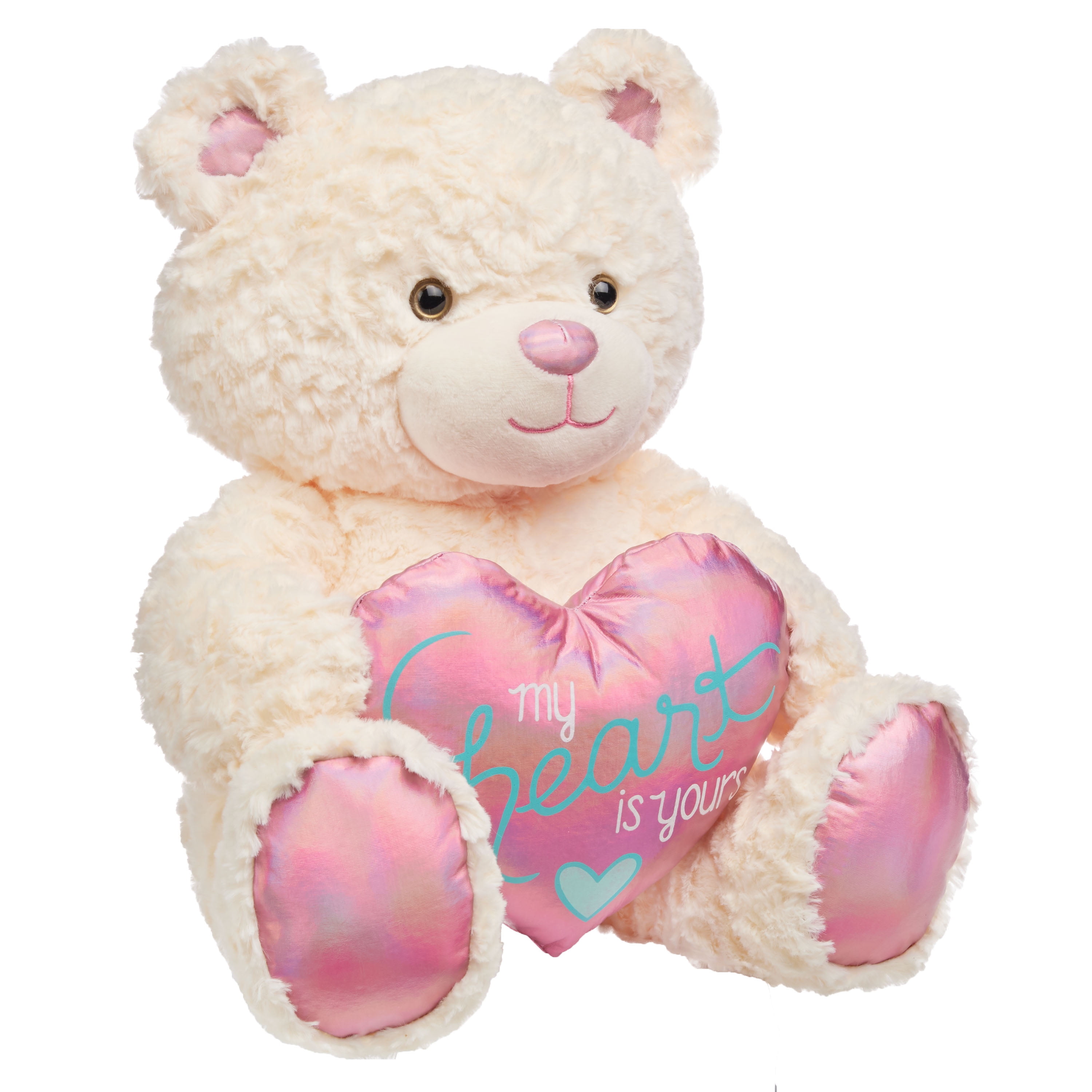 Details about   14" Teddy Bear Valentine Stuffed Animal Plush Sweet Hearts White Pink Heart NEW