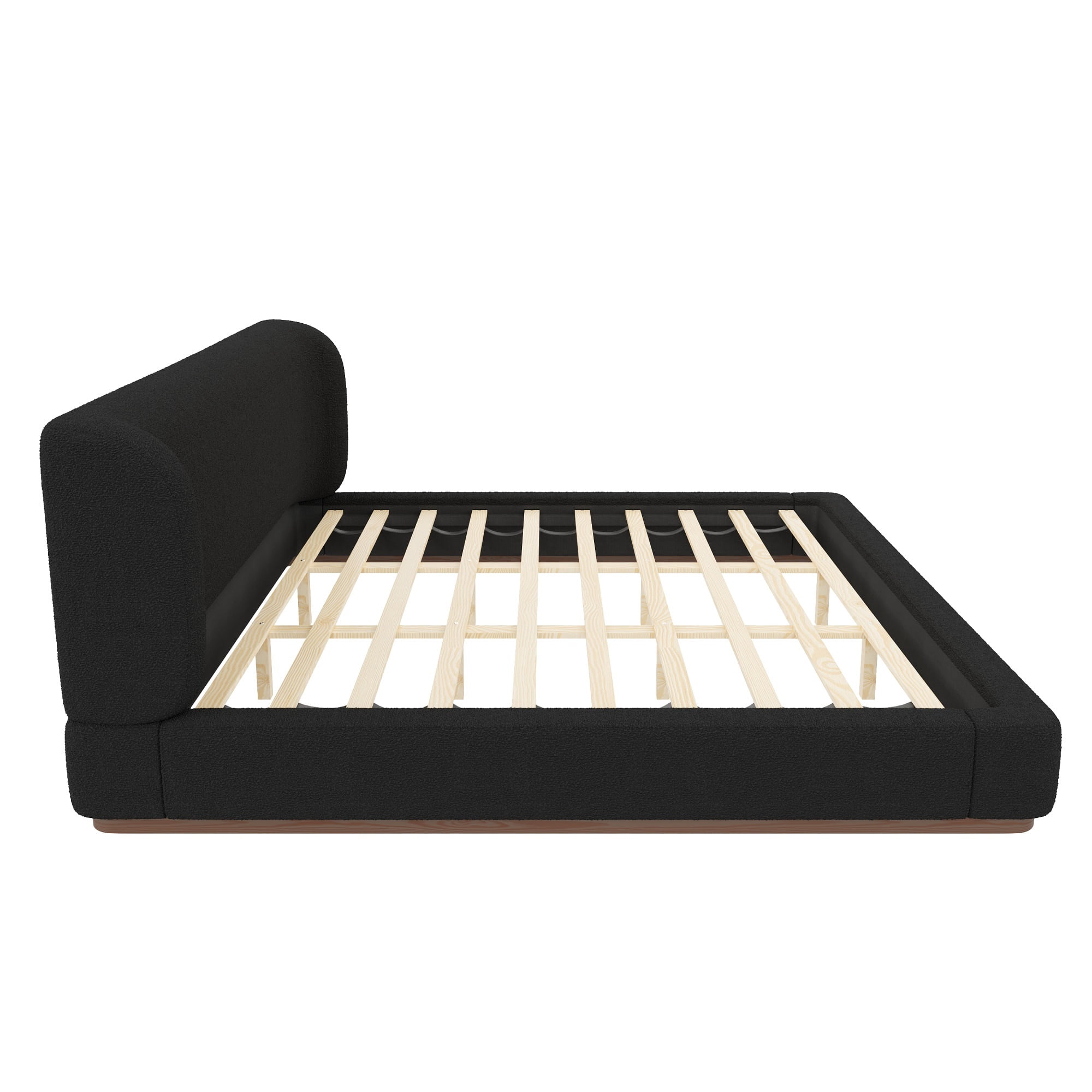 Euroco Upholstery King Size Platform Bed, Black