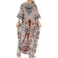 thumbnail image 2 of Sakkas Yeni Women's Short Sleeve V-neck Summer Floral Long Caftan Dress Cover-up - 472 - One Size, 2 of 5