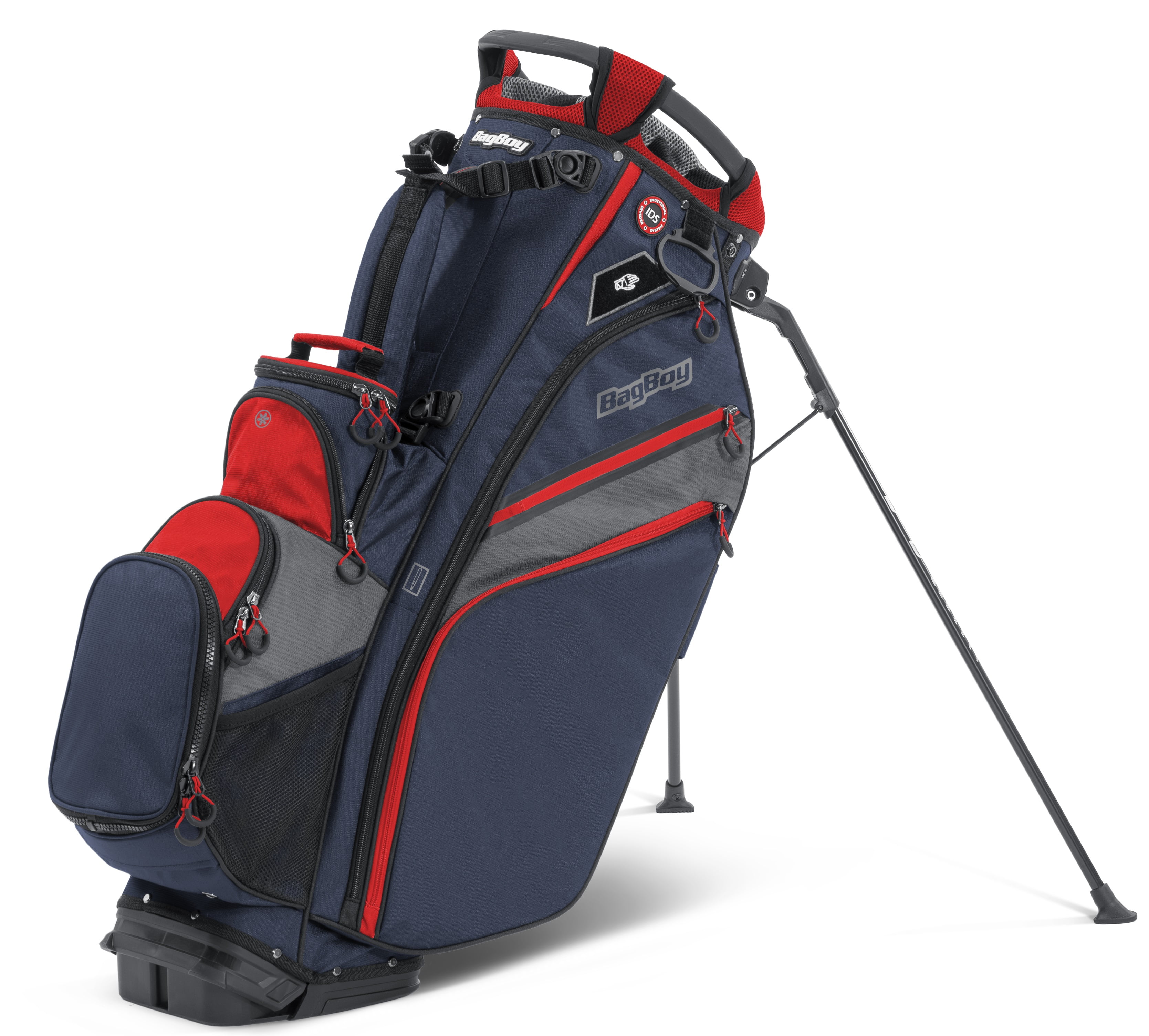 Bag Boy Chiller Pro Hybrid Navy Red Charcoal Stand Golf Bag