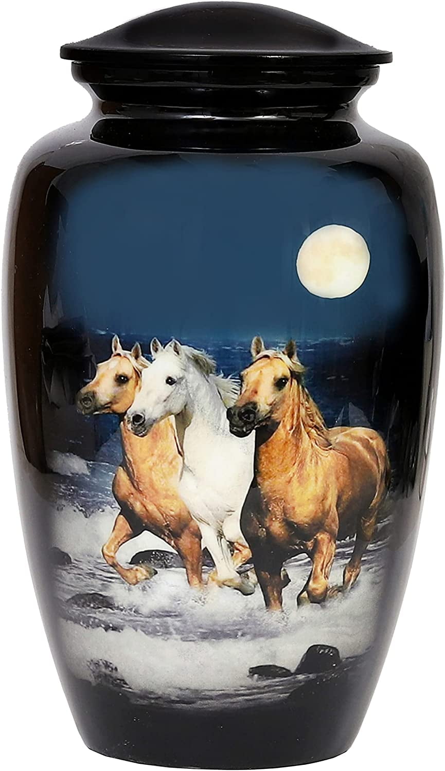RUZIOON Lovely Horse Cremation Urn for Human Ashes Adult Funeral Urn Handcrafted Affordable