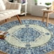 thumbnail image 1 of Alfombra redonda, fácil de usar, 183 cm, vintage, azul crema, lavable, 1 of 8