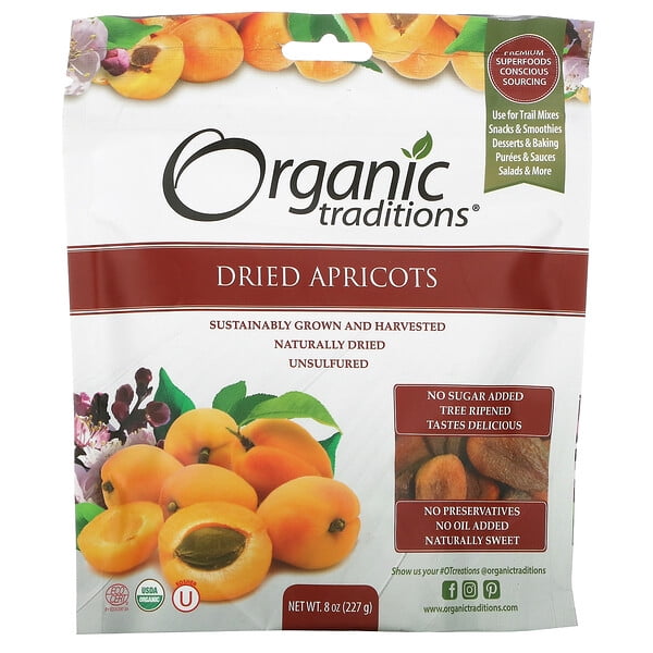 Organic Traditions, Dried Apricots, 8 oz Pack of 2