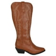 thumbnail image 2 of Soda Women Cowgirl Cowboy Western Stitched Boots Pointy Toe Knee High Light Brown Cognac 7, 2 of 3