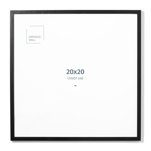 Marco de fotos de pared opuesta, madera maciza de roble negro, 51 x 51 cm