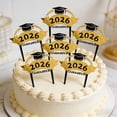 thumbnail image 4 of Graduation Season Acrylic Cake And Cupcake Toppers, Mirror Finish 2026 Design With Cap And Olive Branch, Black Gold Theme, Easy Insert Rods For Cake Tables, Photo Props And Party Decorations, 4 of 6