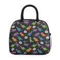 thumbnail image 2 of Womens Black Cartoon Dinosaurs Speech Bubbles Pattern Lunch Box for Work,Insulated Lunch Bag for Women,Loncheras Para Mujer,Leakproof Adult Lunch Bag for Work,Beach,Travel,Picnic,Camping, 2 of 7