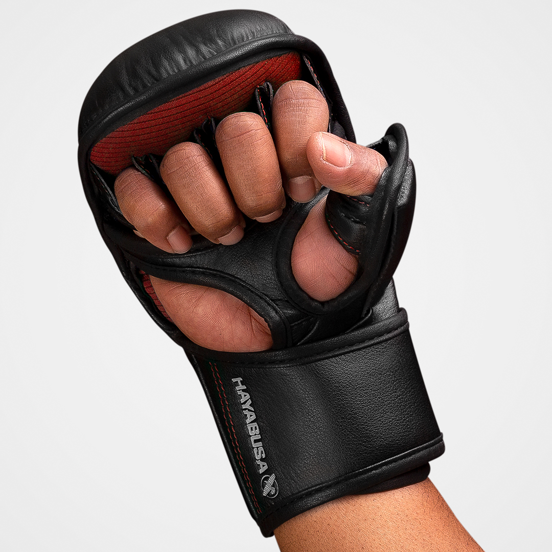 Hayabusa T3 7oz Hybrid Mixed Martial Arts Gloves, Black/Red X-Large