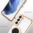 thumbnail image 2 of Compatible with Samsung Galaxy S21 Case Astronaut Plating Electroplate Luxury Elegant Case Camera Protector Kickstand Shockproof Protective Corner Back Cover Galaxy S21 Case -White, 2 of 11