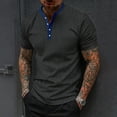 thumbnail image 1 of Ceisia Men's Relaxed Fit Stretch Stand-Up Collar Short Sleeve Shirt - Ribbed Texture with Contrast Trim Black S Gifts, 1 of 6