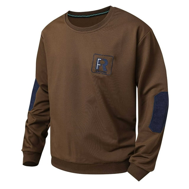 JHLZHS Sweat à Capuche Graphique pour Hommes Men's Patchwork Col Rond Sweatshirt Manches Longues Léger Sweatshirt Décontracté Pull d'Entraînement Haut pour Hommes Sweat à Capuche Men's pour Hommes Col Rond