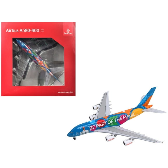 Airbus A380-800 Commercial Aircraft "Emirates Airlines" Blue with Graphics 1/400 Diecast Model Airplane by GeminiJets