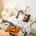 thumbnail image 4 of Homewish Halloween Pumpkin Ghost Twin Duvet Cover, Bat Spider Web Twin Bedding, Gray Orange White, Pumpkin Bat Reversible 2 Pieces, 1 Duvet Cover and 1 Pillowcase, 4 of 7