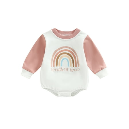 

Baby Boys Girls Rompers Rainbow Letter Print Patchwork Long Sleeve Sweatshirts Jumpsuits Overalls