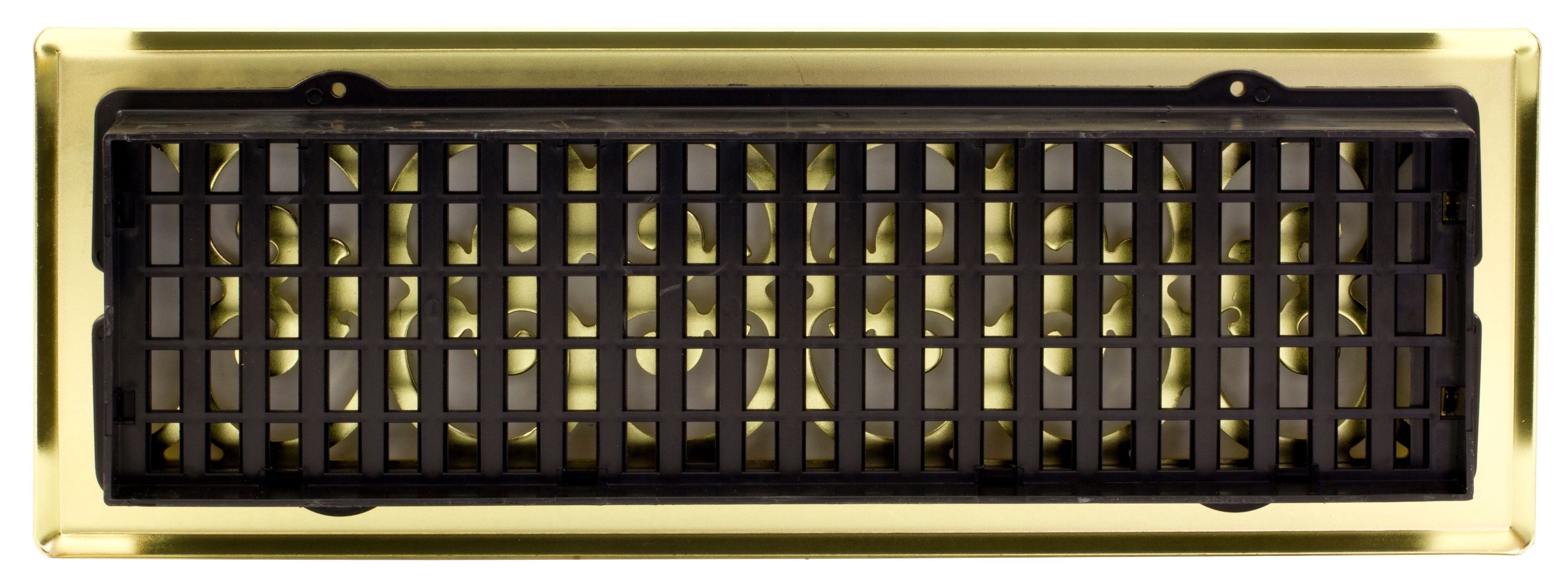 Decor Grates 4" x 14" Decor Design Steel Plated Bright Brass Floor Register
