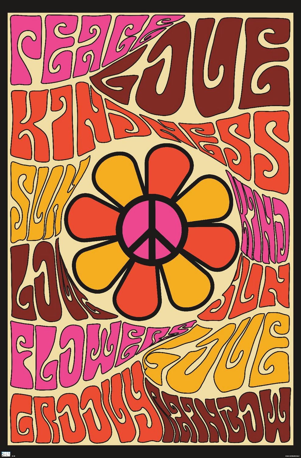 Peace, Love, and Kindness Wall Poster, 22.375" x 34"