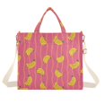 thumbnail image 7 of FORMRS Womens Corduroy Tote Bag Crossbody Shoulder Purse Handbag with Detachable Strap, Pink Banana Pattern, 7 of 7