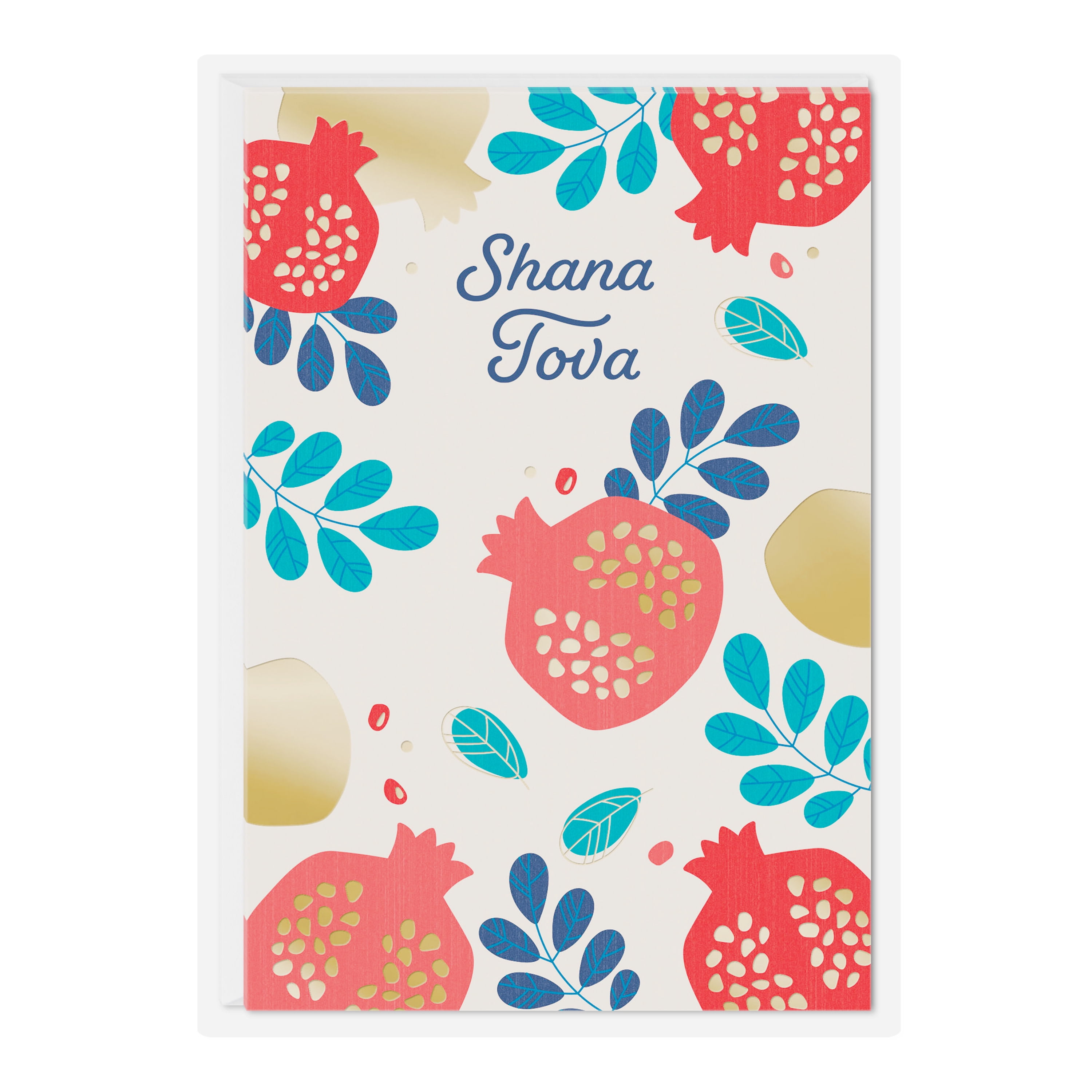 Hallmark Tree of Life Rosh Hashanah Cards (Red Gold Pomegranates), 6 Count