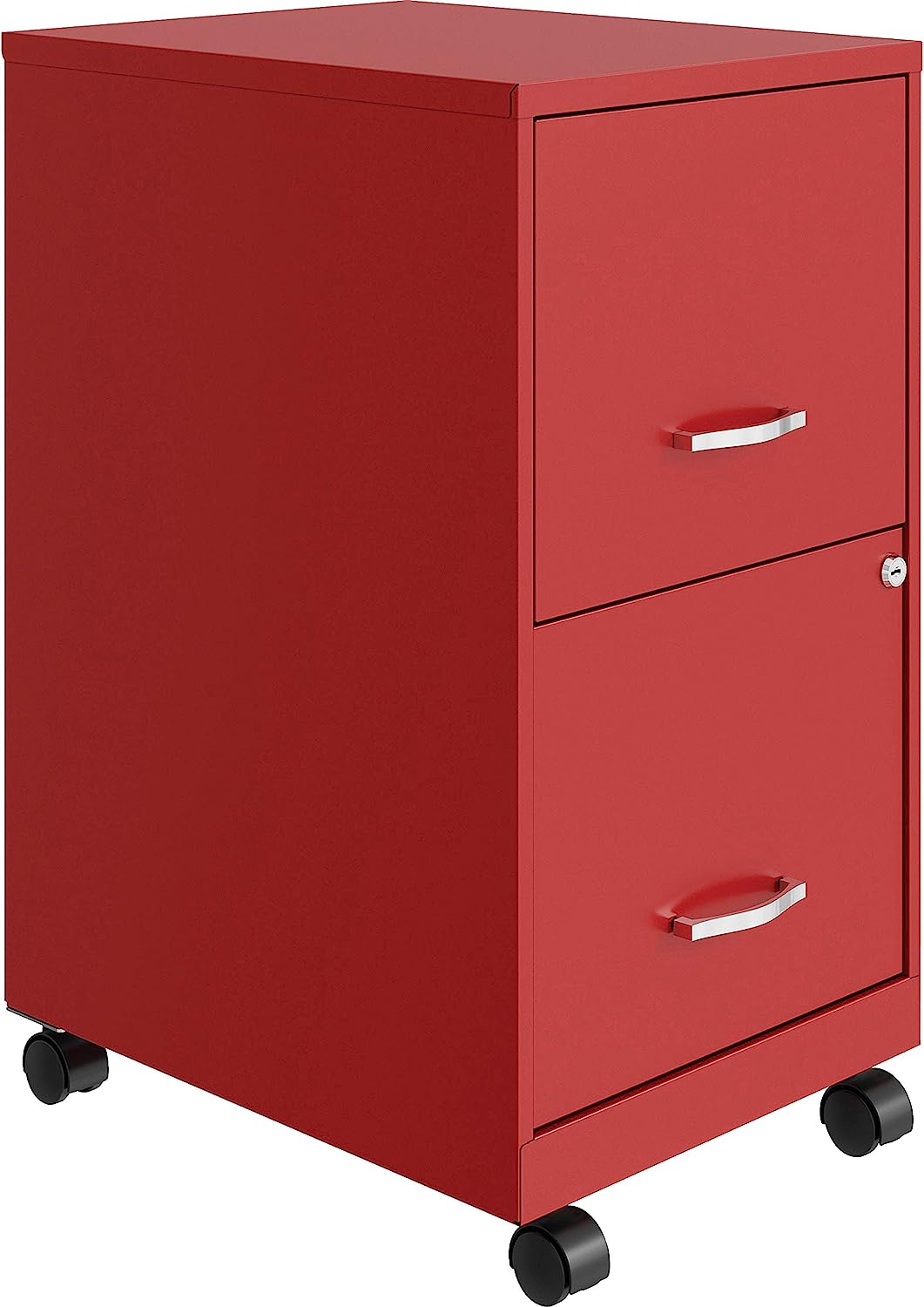 Soho Sleek Mobile File Cabinet with 2 Lockable Drawers, Red