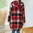 thumbnail image 5 of Ailaofu Women's Flannel Plaid Jacket 2025 Casual Oversized Soft Long Sleeve Lounge Lapel Zipper Hooded Trench Coats, 5 of 6