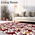 thumbnail image 2 of ODIKA 5'x7' Machine Washable Non-Slip Area Rug, Joyful Reindeer Dancing Holiday High Traffic Rug with Pad, Red, 734307, 2 of 8