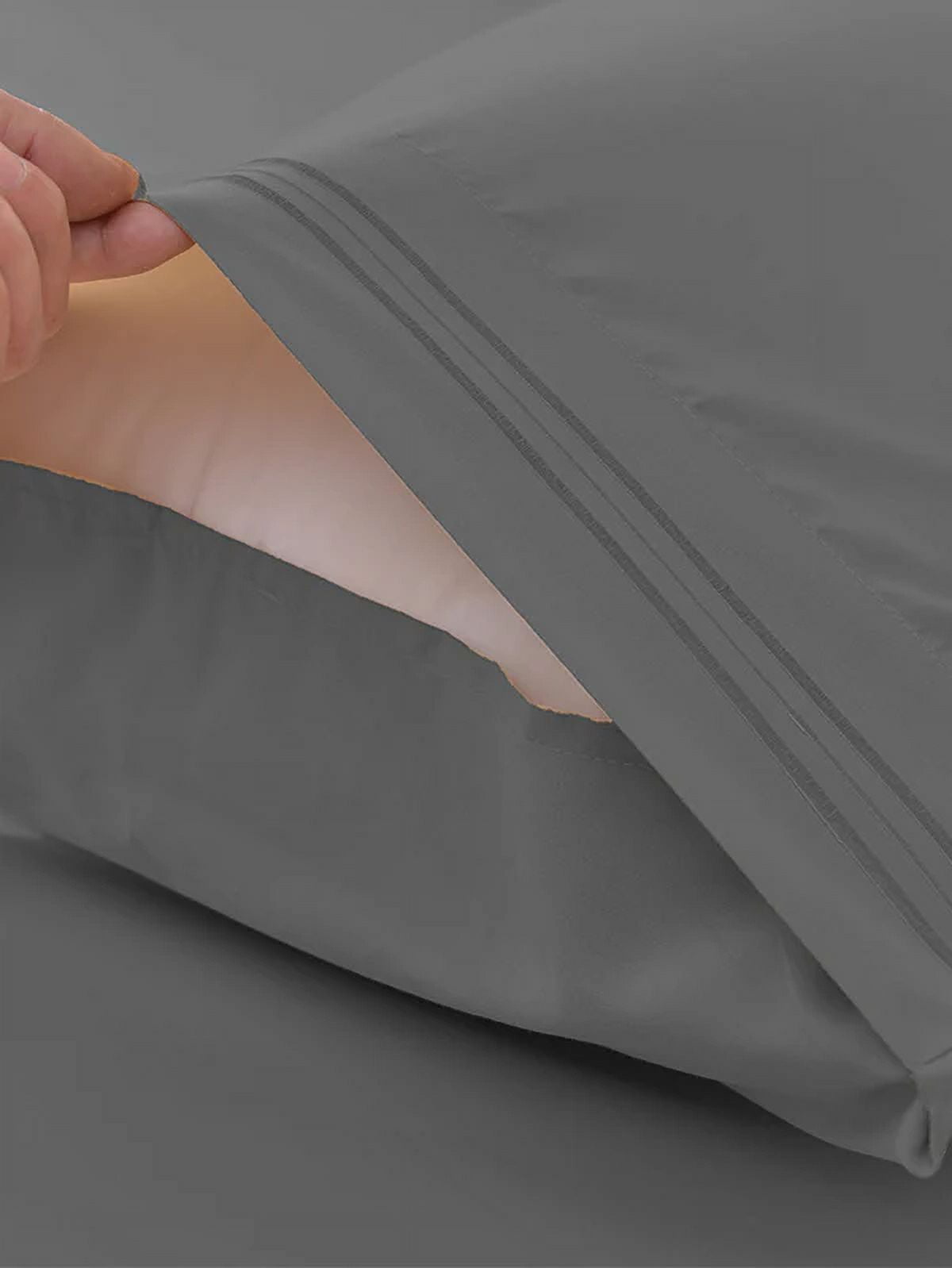 Super Soft Bamboo Bed Sheet Sets, 1800 Thread Count, Hypoallergenic and Machine-Washable, Light Gray 4 Piece Set