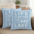 thumbnail image 2 of Set of 2 LIFE IS Pillow Covers 16x16 Inch, BETTER AT THE LAKE Minimalism Blue Decorative Throw Pillow Cases Cotton Cushion Covers for Sofa Couch Bed Living Room Bedroom Home Decor, 2 of 9