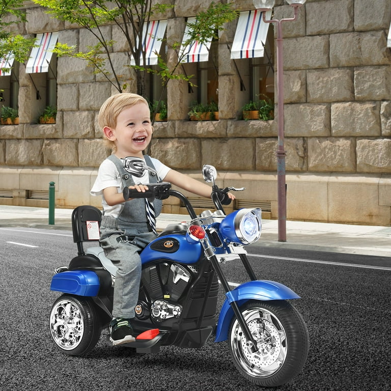 BMW Moto Électrique 6V pour Enfants 3-8 Ans 3 km/h USB Musique Lumineux  Cadeau Idéal Noël pour Enfants Bleu/Rouge - Costway