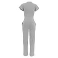 thumbnail image 4 of Women's Casual 2 Piece Outfits Round Neck Short Sleeve Stretchy Pullovers See Through Crop Tops Long Pant Sets Snow Overalls for Women Dressy Romper Young Work Outfits Pants Suit for Women Elegant for, 4 of 4