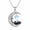 C, variant on Cat Necklace, Celtic Moon Pendant with Heart Birthstone Zircon, White Gold Plated Jewelry Gift for Women