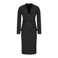 thumbnail image 4 of Y-Sunset Women's 2 Piece Business Suit Set, Peplum Blazer + Bodycon Pencil Skirt, Formal Office Wear for Work, Business & Professional Occasions(Black/XXXL), 4 of 5