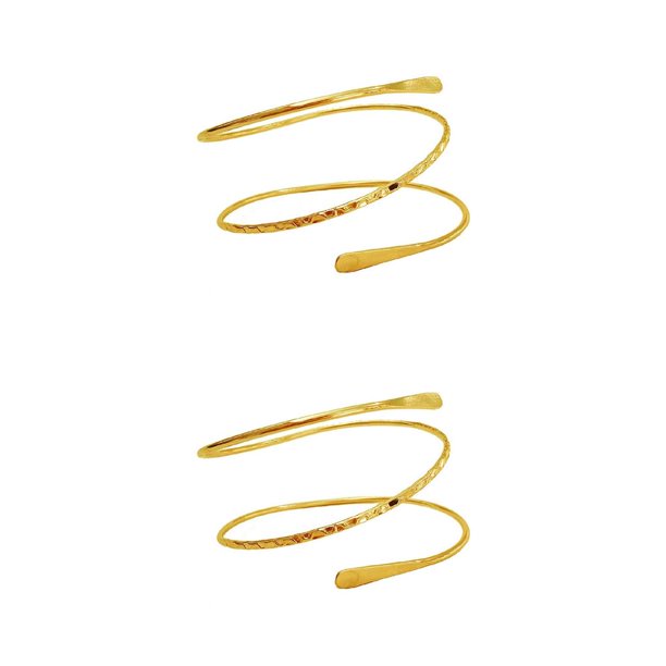 Minnieouse Brazalete para el brazo, joyería de estilo Simple, brazalete para la parte de los brazos, adorno para el cuerpo, brazaletes de Metal, Dorado 2Conjunto