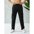thumbnail image 4 of Sunisery Men Casual Straight Leg Jogger Heavy Weight Fleece Cargo Pocket Sweatpants Black M, 4 of 7