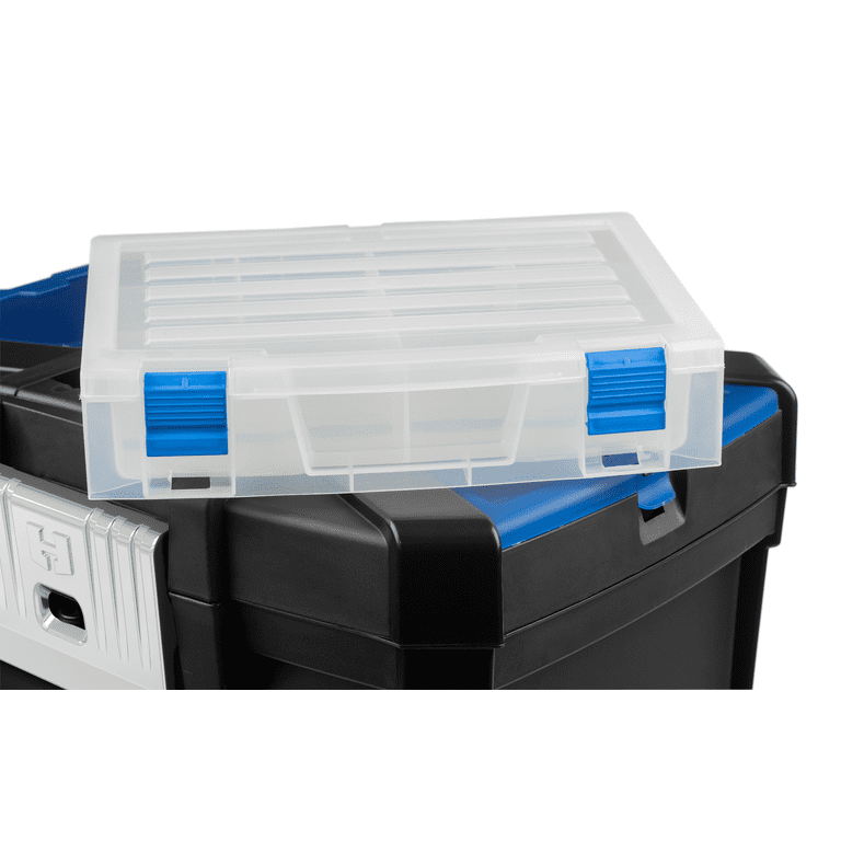 HART 3 in 1 16 Inch Rolling Plastic Tool Box Black and Blue