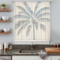 thumbnail image 5 of Summer Palm Trees Sheer Curtains 54 Inches Long, Tropical Plants Vintage Wood Grain Light Filering Curtains, Breathable Simi Curtain Privacy Drapes for Kitchen Bathroom Small Window Treatment, 5 of 9