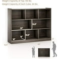 thumbnail image 3 of 8 Cube Storage Bookcase, 3-Tier Horizontal Bookshelf Organizer, Wooden Display Cabinet for Living Room, Bedroom, Study, 48'' x 12.5'' x 36.5'' (Grey), 3 of 9