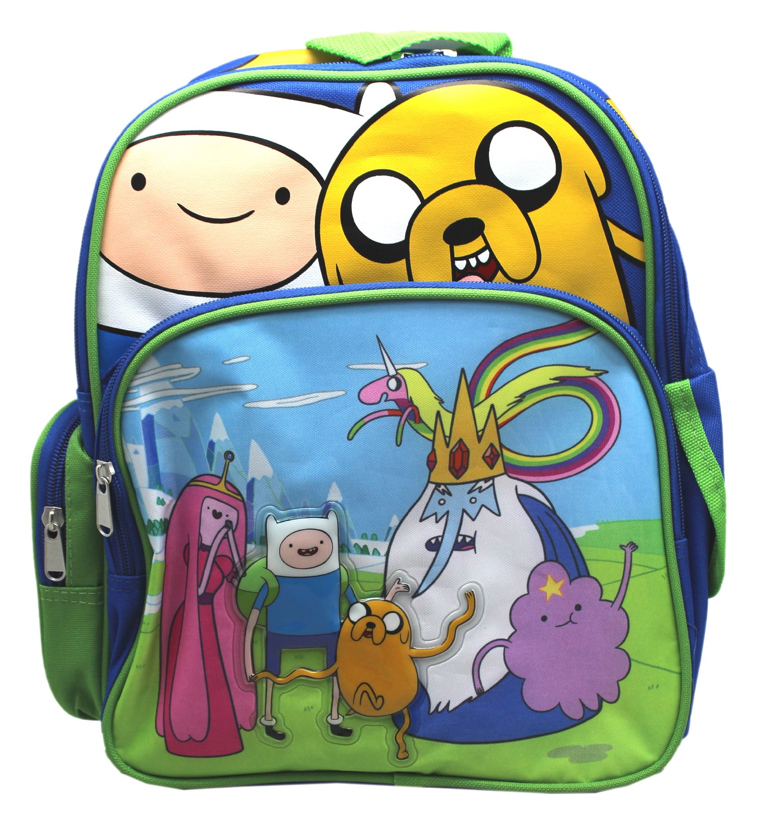Adventure Time Jake, Finn and Friends Blue/Green Small Kids Backpack (12in)