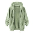 thumbnail image 4 of GrmtClth Men's Fuzzy Sherpa Hoodie Casual Fleece Hooded Sweatshirt Lightweight 2025 Winter Thermal Zip Up Jacket Coats with Cozy Pocket Light Green XL, 4 of 5