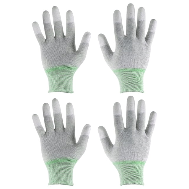 Unique Bargains 2Pairs ESD Anti Static Gloves 20cm High Resistance Carbon Fiber Computer Gloves(Medium), Green